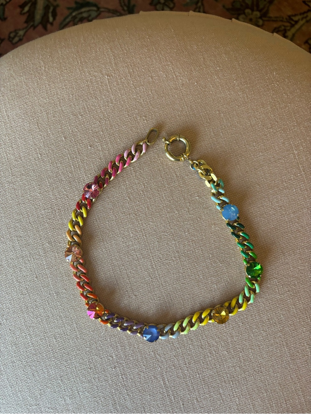 Tova Multicolored Enamel and Crystal Chain Necklace